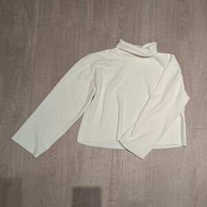 ZARA Cream Mock Turtleneck Sweater Small Raw Edges Exposed Seams